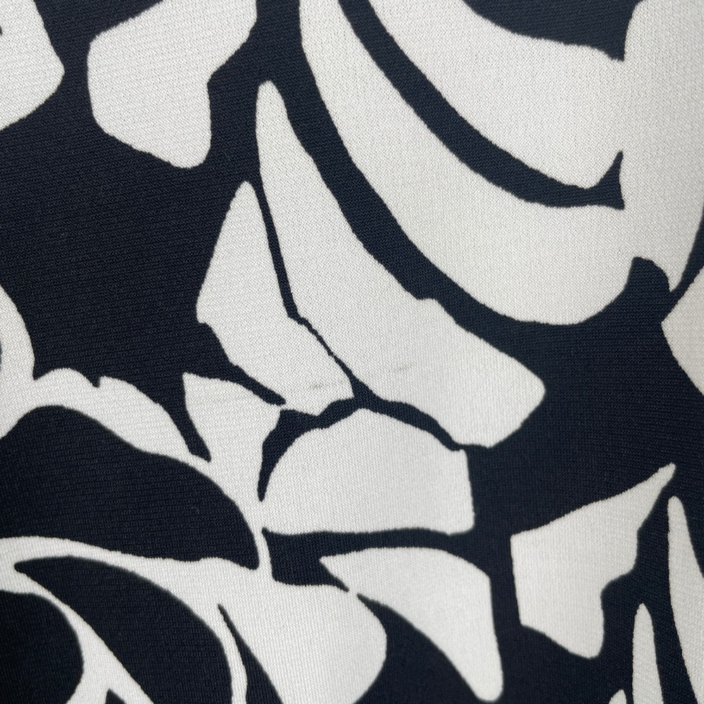 Three Dots Black White Abstract Leaf Print Wide Leg Pull On Pants S Office Bold - Picture 4 of 11